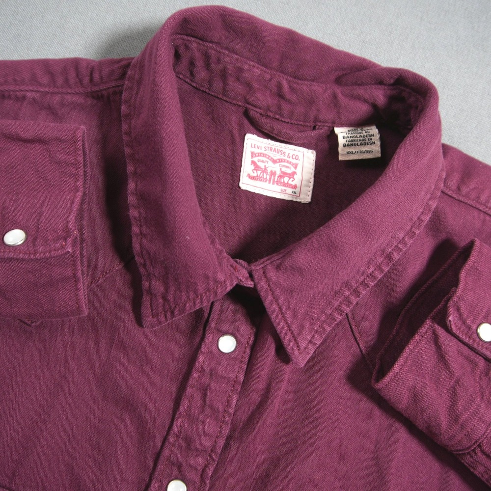 Levi's Chambray Western Ranch Rodeo Work Pearl Snap Men Shirt XXL Coastal Retro